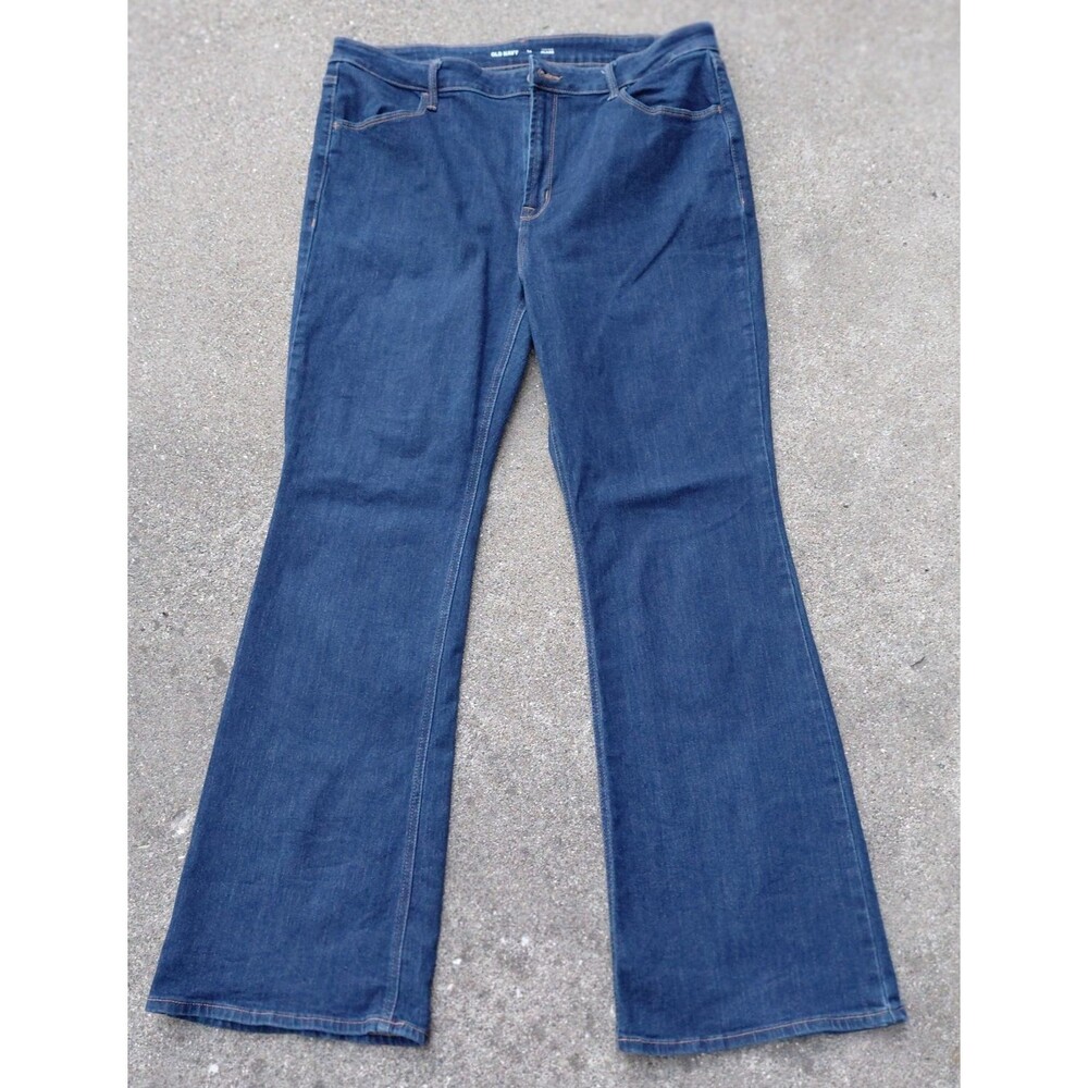 Old Navy Flare Jeans Womens 16 Blue Denim High Rise Dark Wash Comfort Outdoor